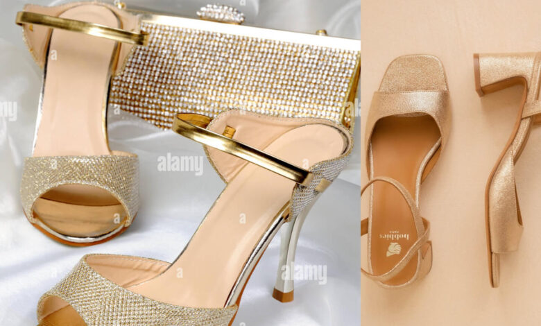 goldene sandalen mit absatz